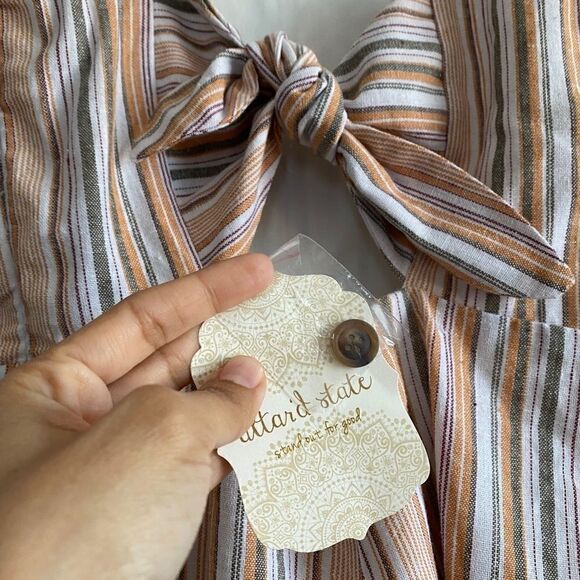 NWT Altar'd State Striped Apricot Back Tie Romper - Picture 6 of 11